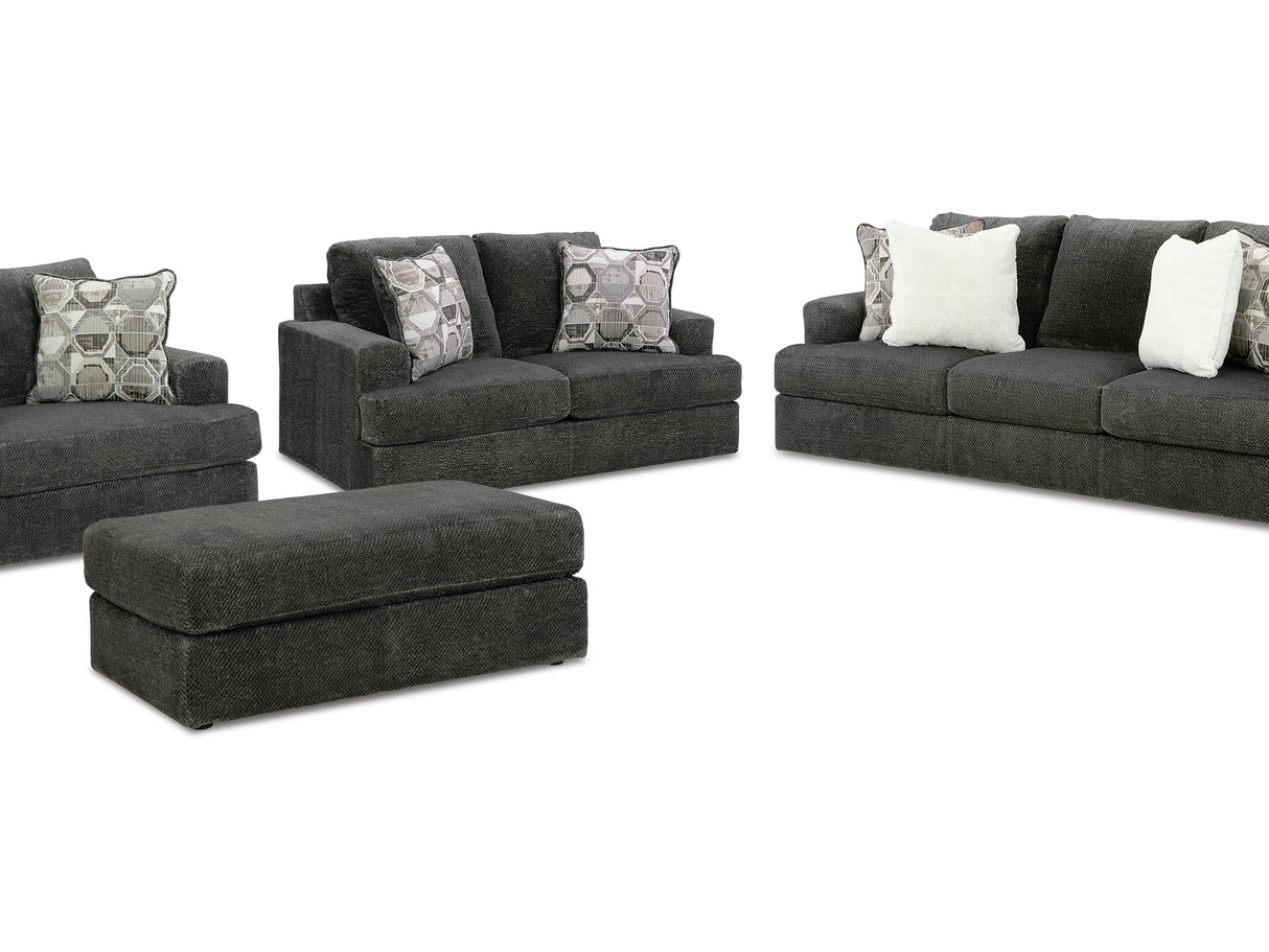 Karinne Smoke Sofa, Loveseat, Oversized Chair And Ottoman
