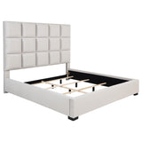 Panes Beige Upholstered Eastern King Panel Bed