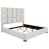Panes Beige Upholstered Eastern King Panel Bed