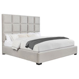 Panes Beige Upholstered Eastern King Panel Bed
