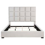 Panes Beige Upholstered Eastern King Panel Bed