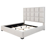 Panes Beige Upholstered Eastern King Panel Bed