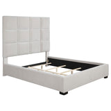 Panes Beige Upholstered Queen Panel Bed