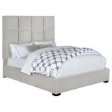 Panes Beige Upholstered Queen Panel Bed