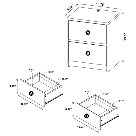 Westpark 2-drawer Nightstand LED Lights and USB Dark Pine