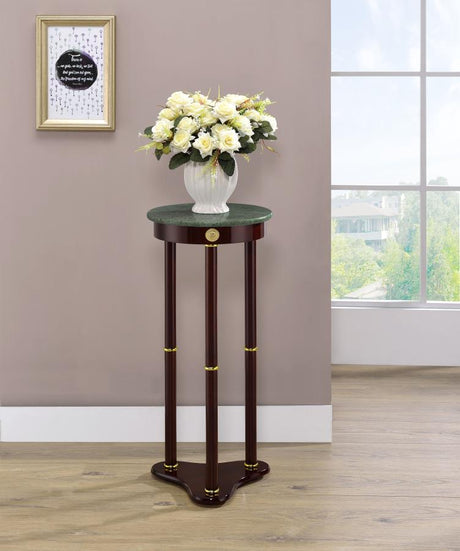 Edie Round Marble Top Accent Table Merlot