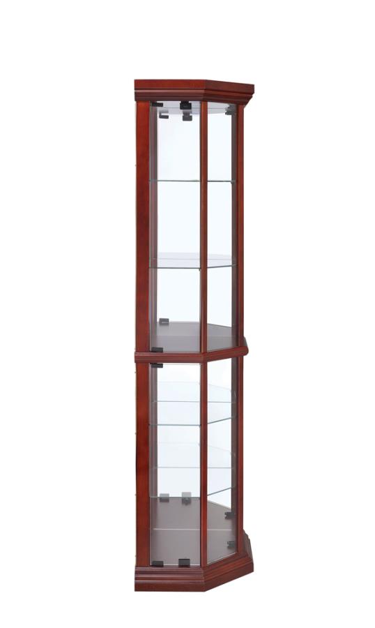 Appledale 6-Shelf Corner Curio Cabinet Medium Brown