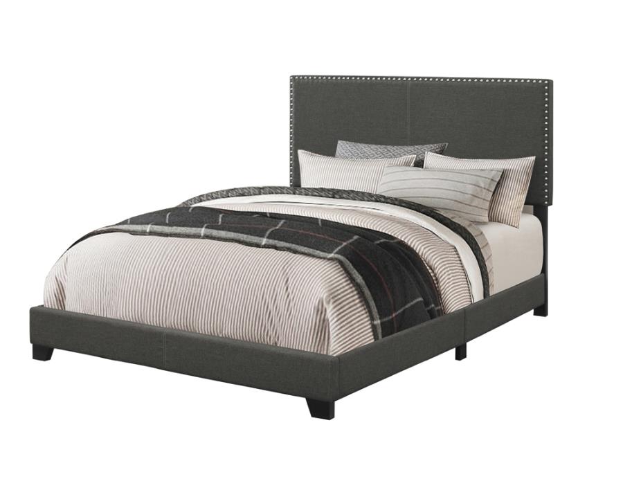 Boyd Full Upholstered Bed With Nailhead Trim Charcoal