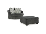 Biddeford Shadow Oversized Swivel Chair And Ottoman