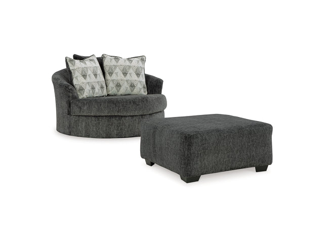 Biddeford Shadow Oversized Swivel Chair And Ottoman
