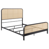 Lanewood Open Cane Rattan Metal Queen Bed Black