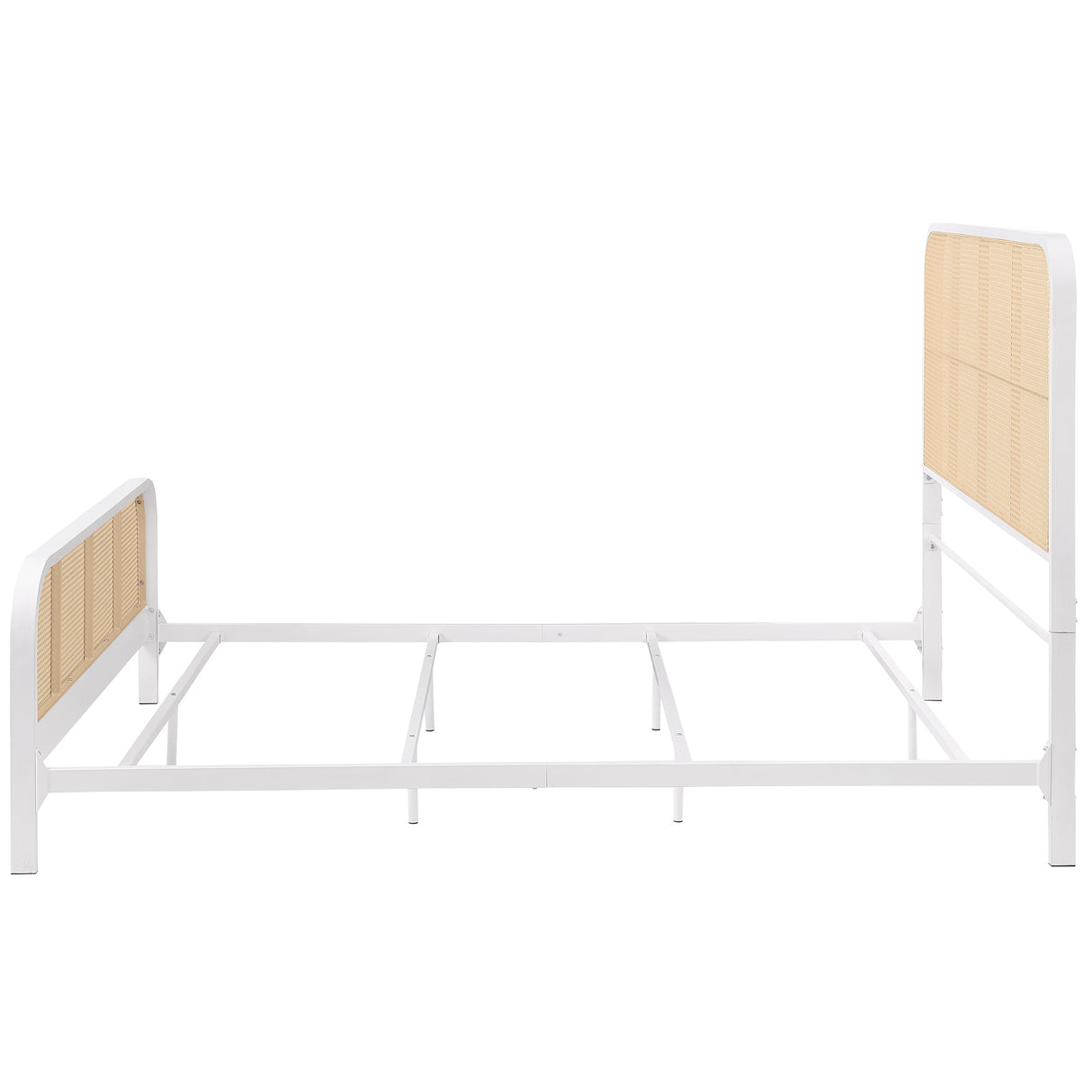 Lanewood Open Cane Rattan Metal Eastern King Bed White