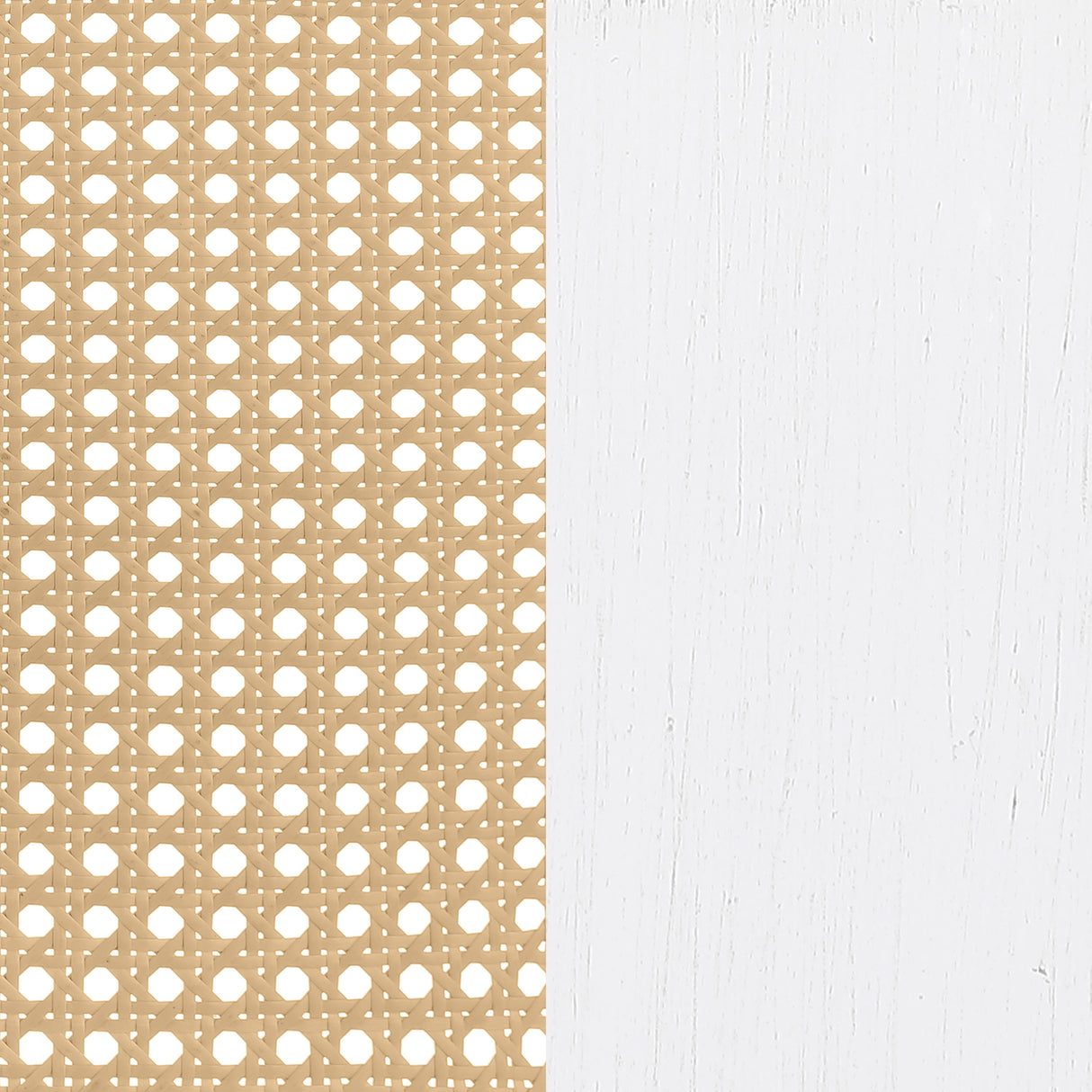 Lanewood Open Cane Rattan Metal Eastern King Bed White