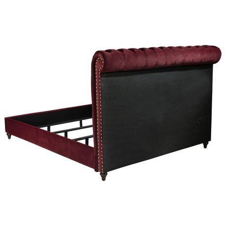 Devon Wine Red 57-Inch Upholstered Eastern King Panel Bed