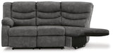 Partymate Slate Left-Arm Facing Reclining Loveseat with Half Wedge
