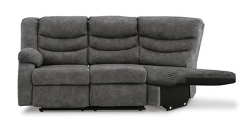 Partymate Slate Left-Arm Facing Reclining Loveseat with Half Wedge