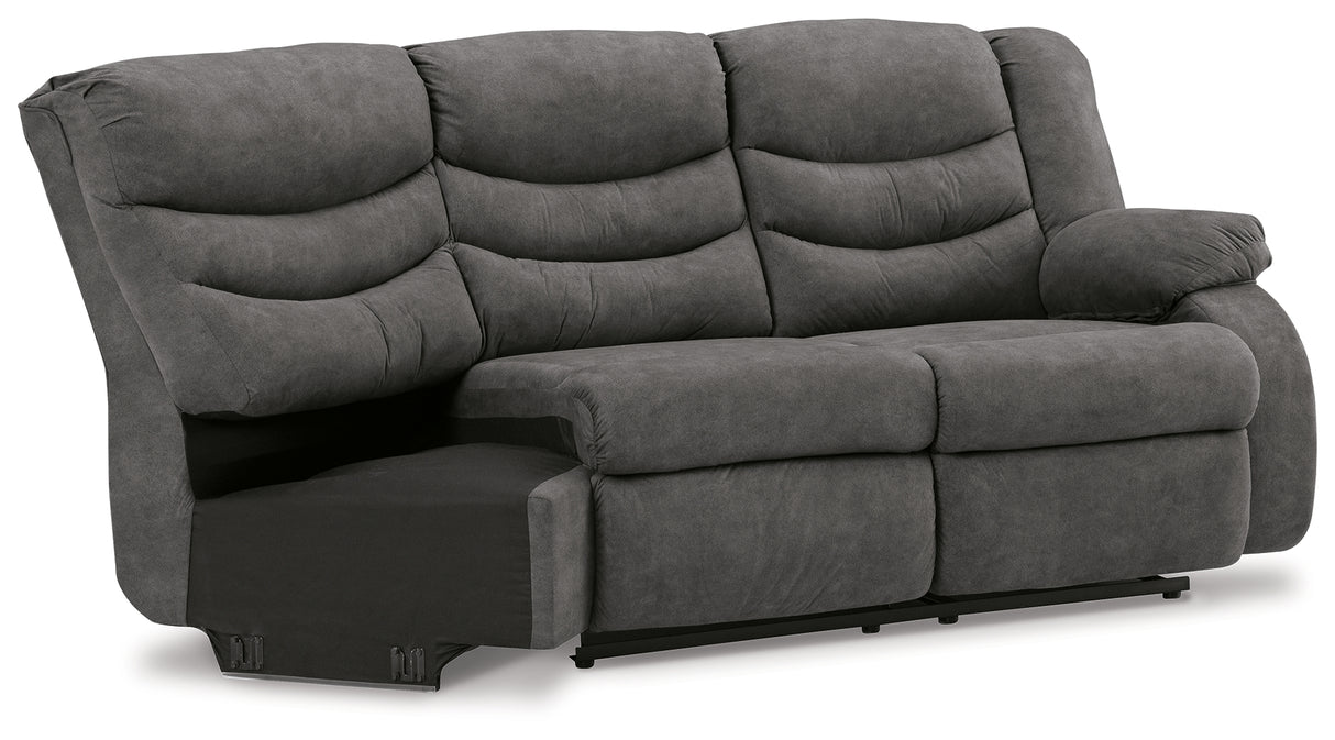 Partymate Slate Right-Arm Facing Reclining Loveseat with Half Wedge