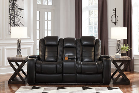 Party Midnight Time Power Reclining Loveseat With Console