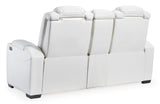Party Time White Power Reclining Loveseat With Console