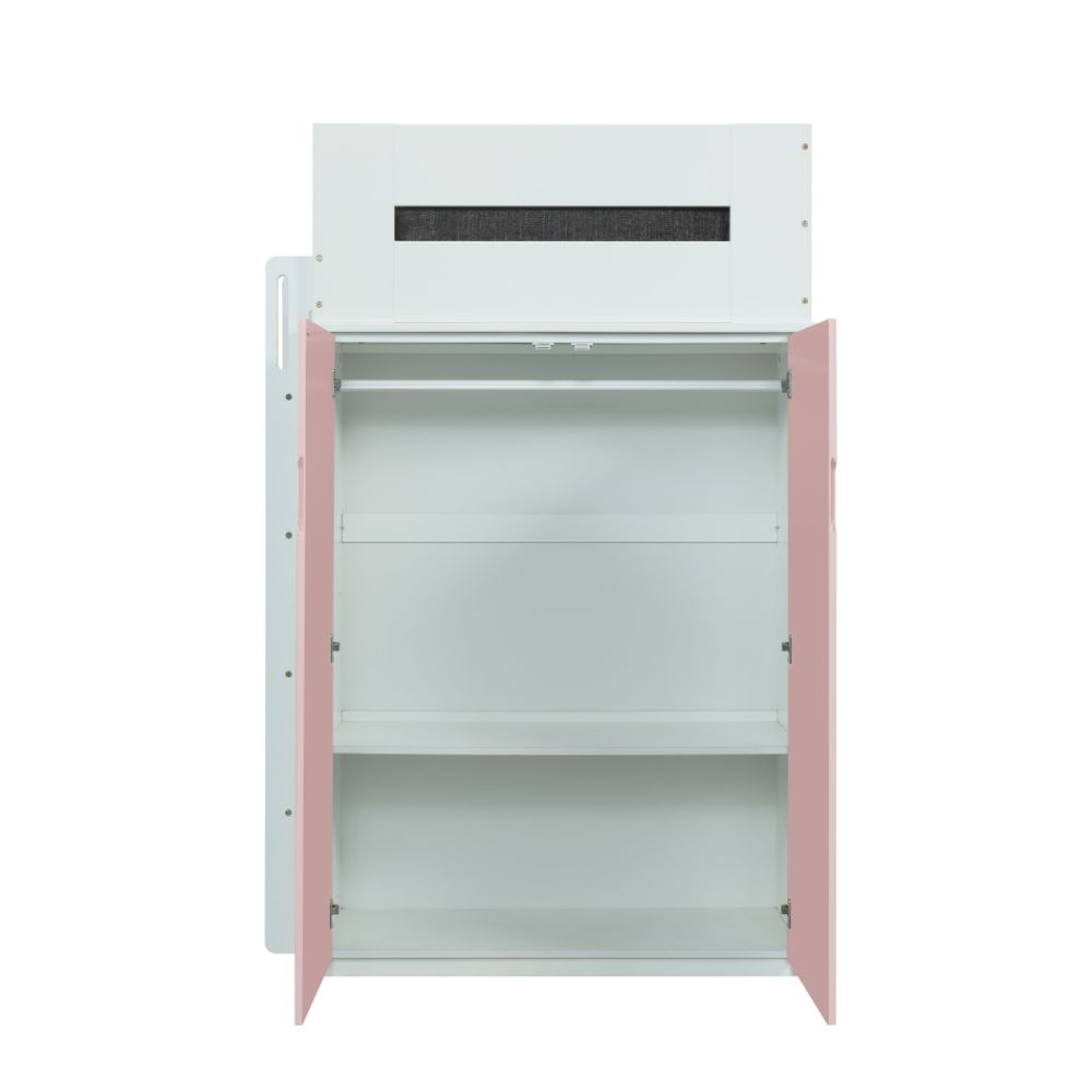 Nerice White & Pink Finish Loft Bed