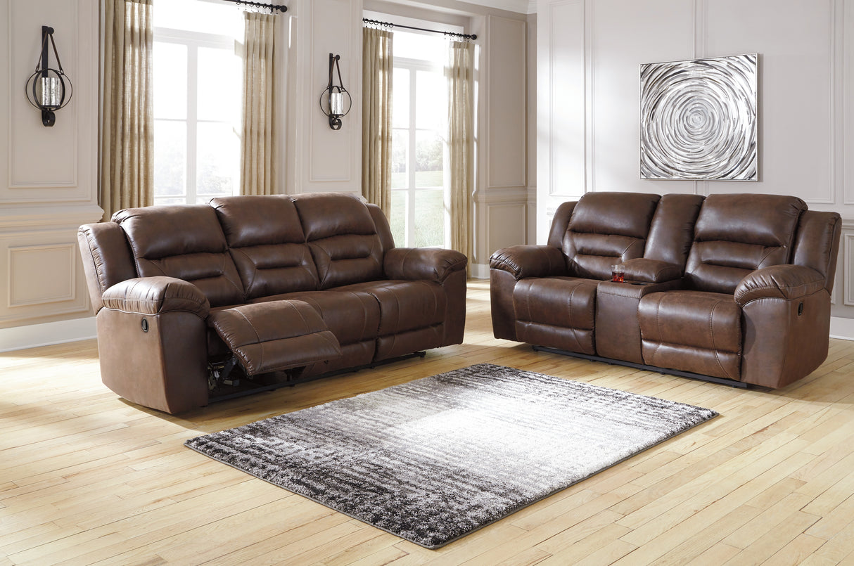 Stoneland Chocolate Reclining Loveseat With Console