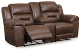 Stoneland Chocolate Reclining Loveseat With Console