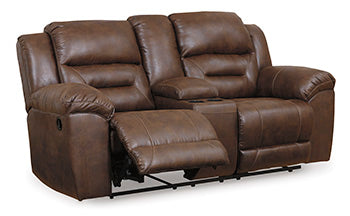 Stoneland Chocolate Reclining Loveseat With Console