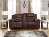 Stoneland Chocolate Reclining Loveseat With Console