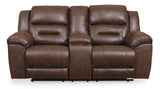 Stoneland Chocolate Reclining Loveseat With Console
