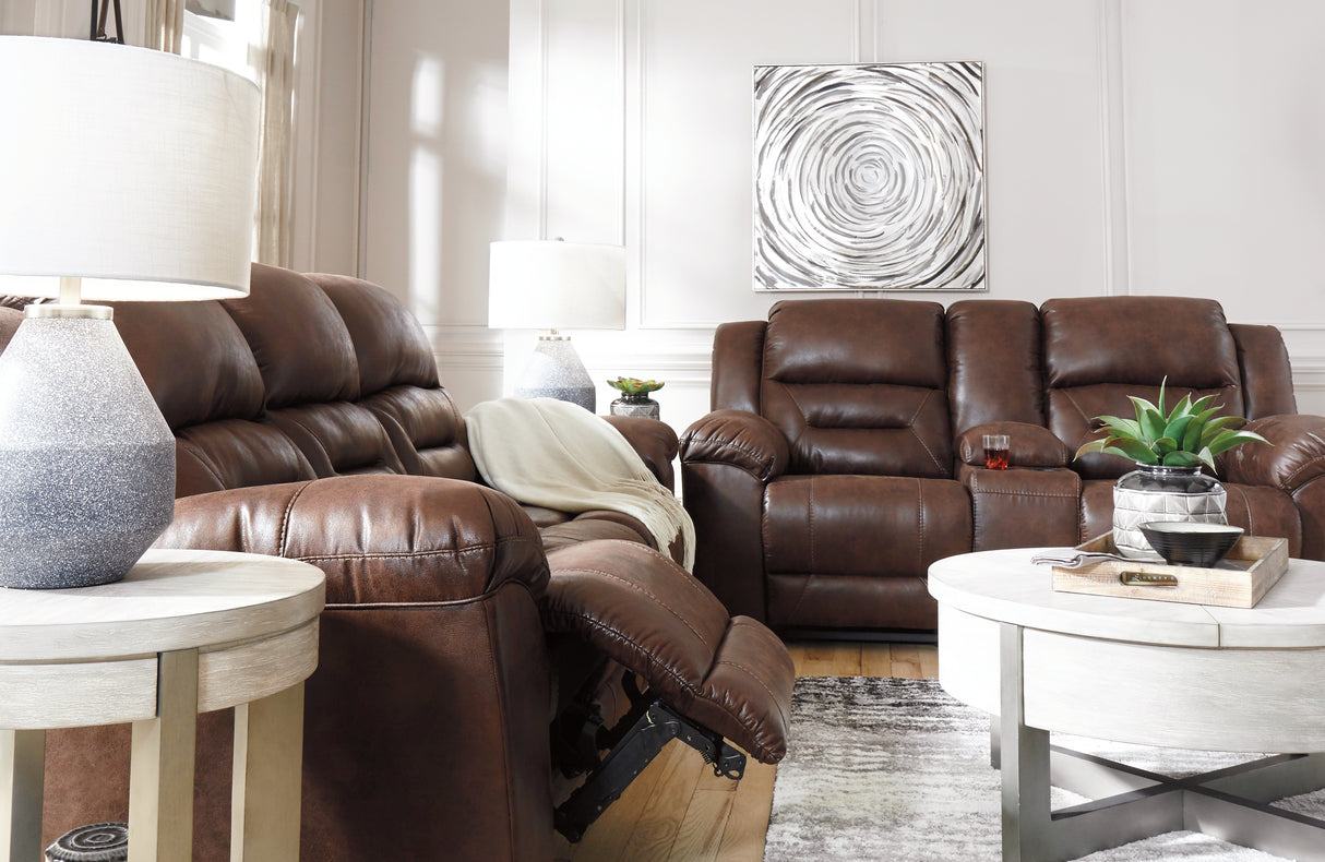 Stoneland Chocolate Reclining Loveseat With Console