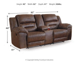 Stoneland Chocolate Reclining Loveseat With Console