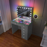 Mini Diana Vanity Desk with Hollywood Style RGB Music Mirror