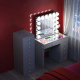 April Promotion ! Mini Diana Vanity Desk with Marilyn Hollywood Vanity Mirror and 9 Drawer Unit (Only sell in California)