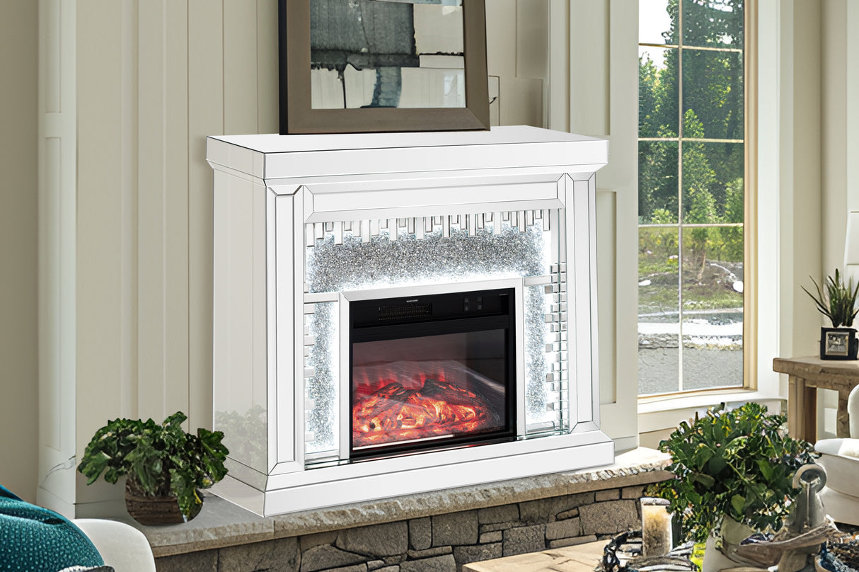 Crushed Diamonds LED Mirrored Fireplace