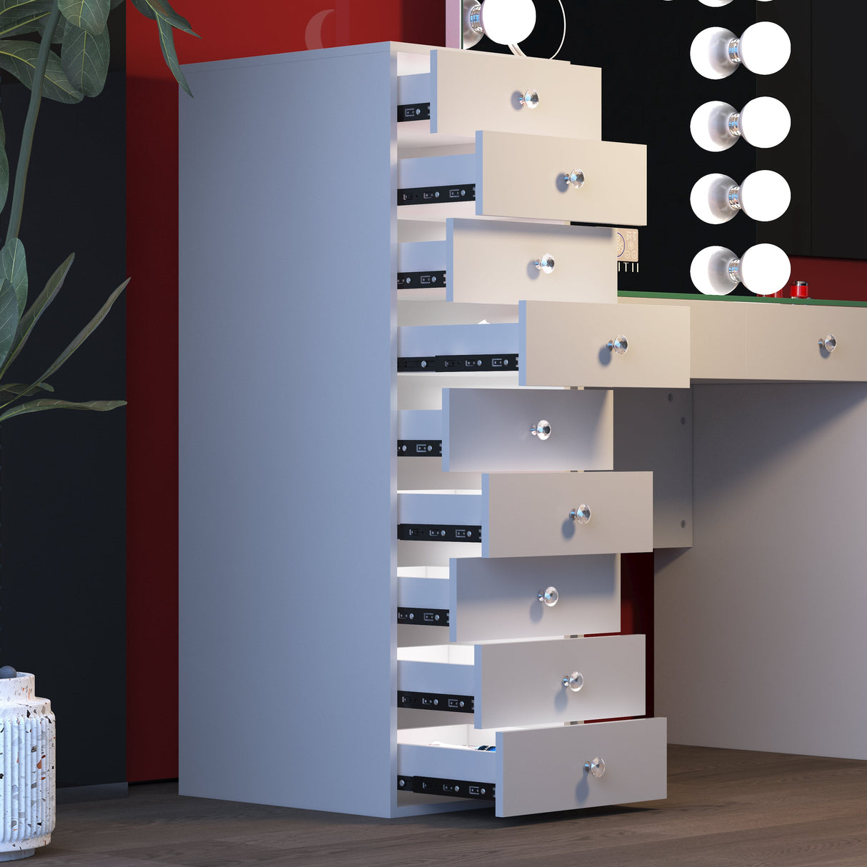9-Drawer Makeup Vanity Storage Unit with Lights