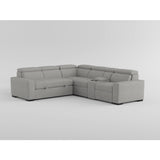 Farrah Exposed Feet With Black Faux Wood 3-Piece Sectional Adjustable Headrests, Pull-Out Bed And Console