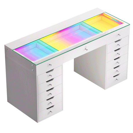 Eva-RGB Vanity Desk Pro - 13 Storage Drawers