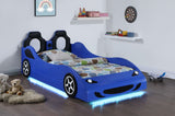 Cruiser Wood Twin LED Race Car Bed and 7-inch Mattress Blue