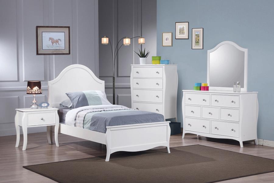 4-Piece Bedroom Set With Arched Headboard White