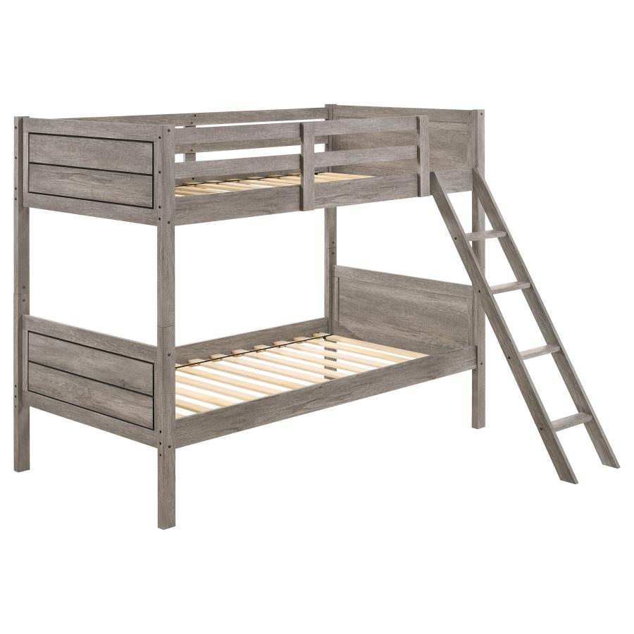 Ryder Twin Over Twin Bunk Bed Weathered Taupe
