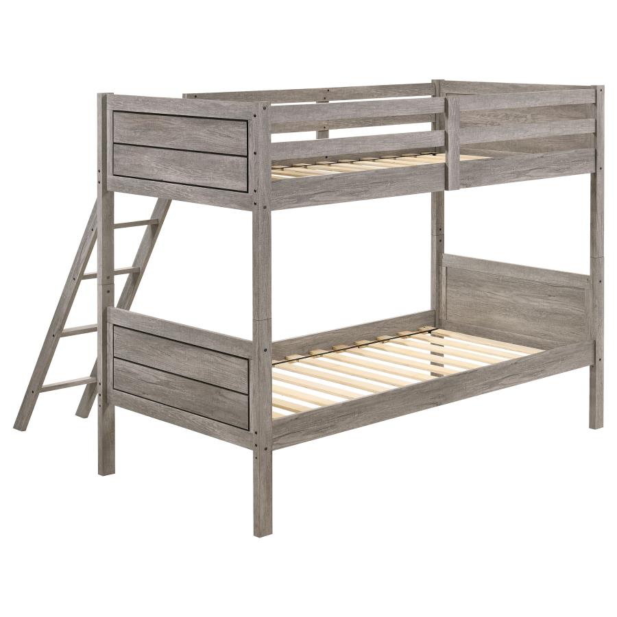 Ryder Twin Over Twin Bunk Bed Weathered Taupe