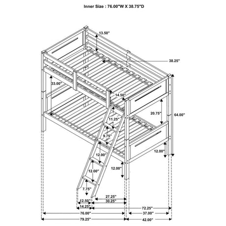 Littleton Black Wood Twin Over Bunk Bed