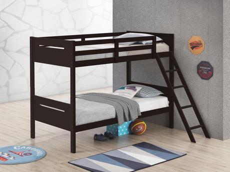 Littleton Espresso Wood Twin Over Bunk Bed