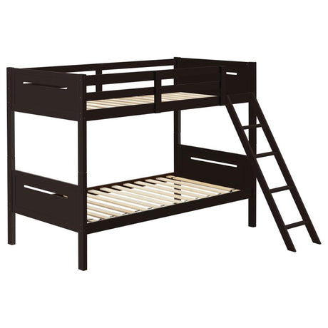 Littleton Espresso Wood Twin Over Bunk Bed