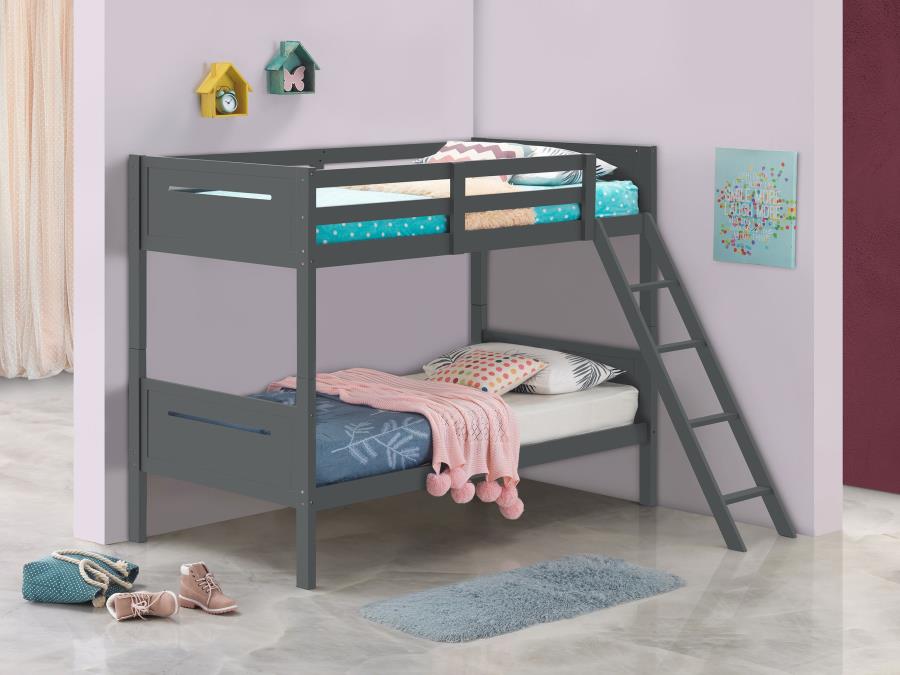 Littleton Grey Wood Twin Over Bunk Bed