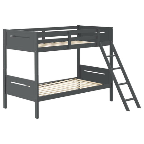 Littleton Grey Wood Twin Over Bunk Bed