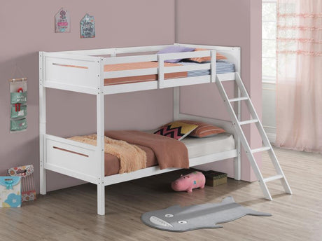 Littleton White Wood Twin Over Bunk Bed