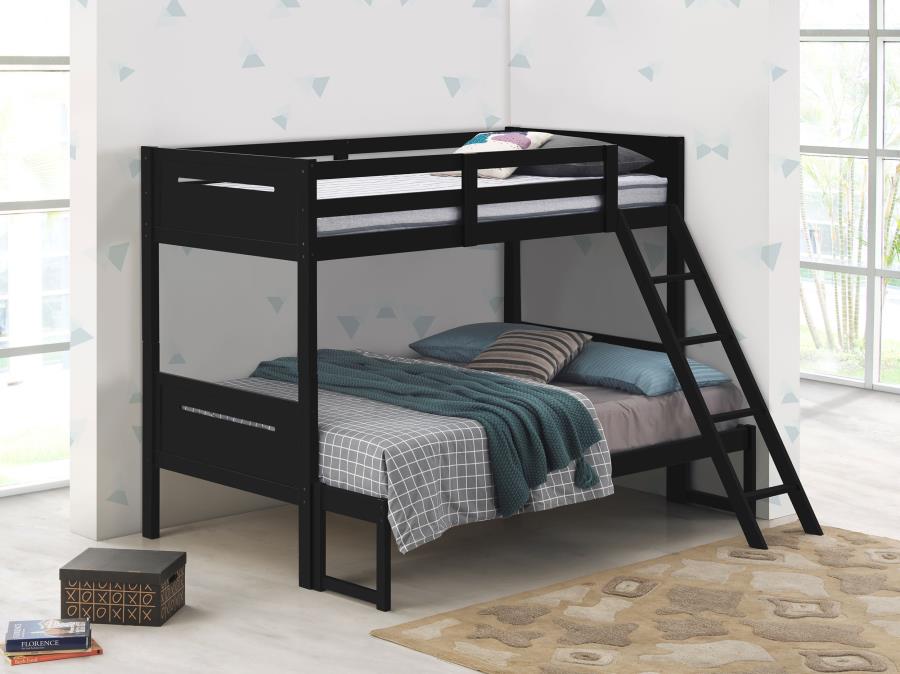 Littleton Black Wood Twin Over Full Bunk Bed