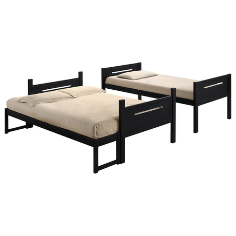 Littleton Black Wood Twin Over Full Bunk Bed