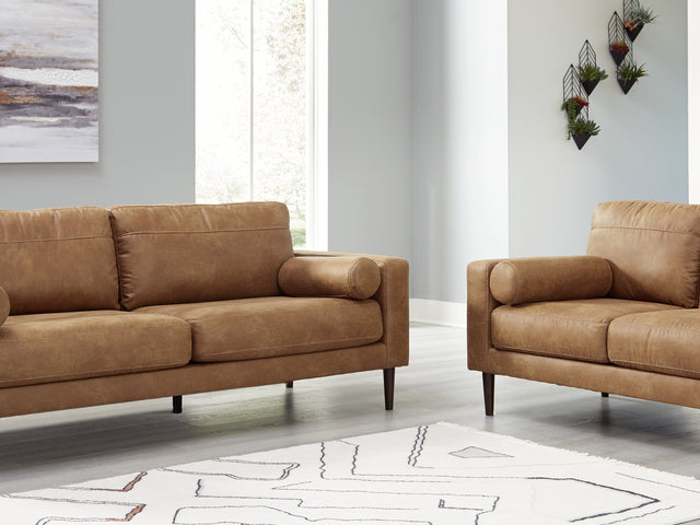 Telora Caramel Sofa And Loveseat